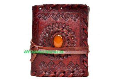 Genuine Handmade Leather Journal Wholesaler Single Stone Antique Design Handmade Diary